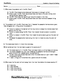 3rd Grade Reading Comprehension Passage And Question Set By Readworks