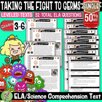 Preview of Reading Comprehension Passage and Questions Bundle (Bacteria and Viruses) Gr 3-6