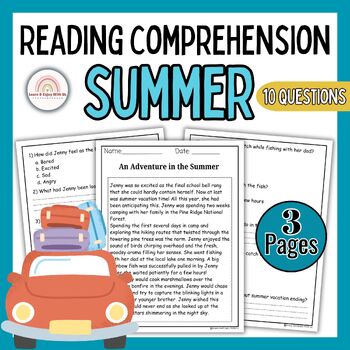 Preview of Reading Comprehension Passage and Questions Summer | Summer Short Story Part 1