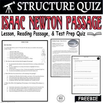 Preview of Reading Comprehension Passage and Questions Test Prep Isaac Newton