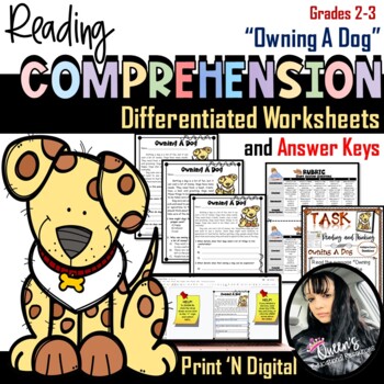 Preview of Reading Comprehension Packet - "Owning A Dog" (Print and Digital)