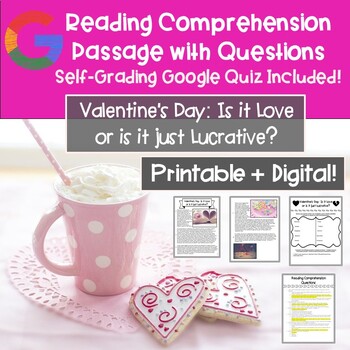 Preview of Valentine's Day Reading Comprehension Passage with Questions | EOC Prep