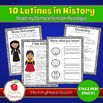 Preview of Reading Comprehension Passages: 10 Latinas in History (vol 2)