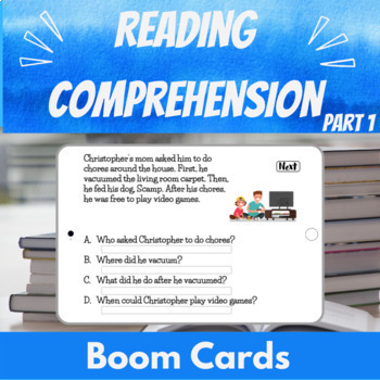 Preview of Reading Comprehension Short Stories 1st to 3rd Grade Speech Therapy Boom™ Cards