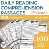 Reading Comprehension Passages 4TH GRADE PRINT AND DIGITAL