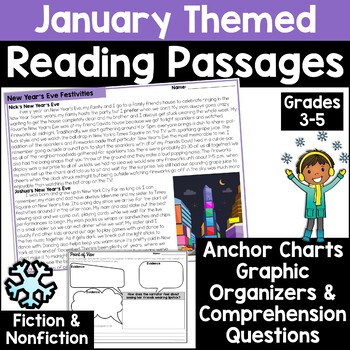 Preview of Winter Reading Comprehension Passages Activities and Anchor Charts for January