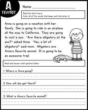 reading comprehension passages alphabet readers by