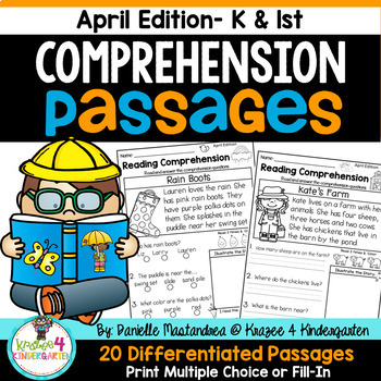Preview of Reading Comprehension Passages {April Kindergarten & 1st}