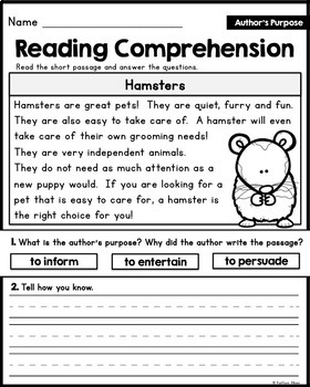 Reading Comprehension Passages - Author's Purpose [Little Readers]