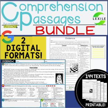 Preview of Reading Comprehension Passages - BUNDLE - 2 DIGITAL & PRINTABLE VERSIONS
