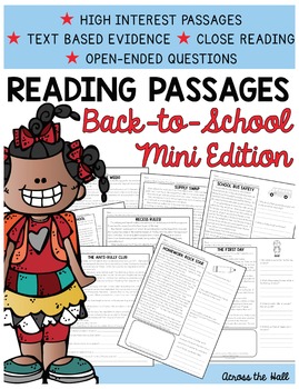 Preview of Text Evidence Comprehension Passages {Back-to-School}