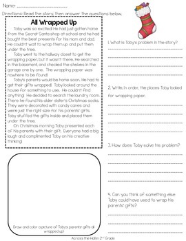 Reading Comprehension Passages Christmas Holiday Themed Common Core