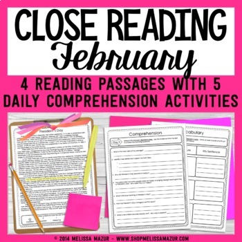 Preview of Reading Comprehension Passages - Close Reading - February