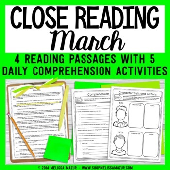 Preview of Reading Comprehension Passages - Close Reading - March - St. Patrick's Day