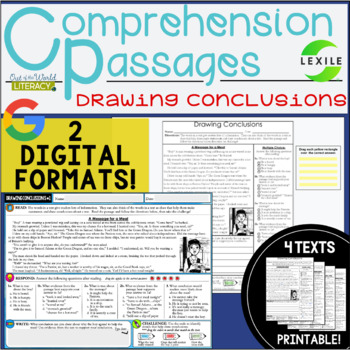 Preview of Reading Comprehension Passages - Conclusions - 2 DIGITAL & PRINTABLE VERSIONS