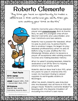 Mommy Maestra: Roberto Clemente Lesson Plans, Activities, Coloring Sheets  and More