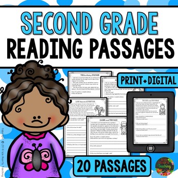 Preview of Second Grade Reading Comprehension Passages and Questions (with Digital & Print)
