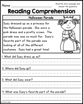 Reading Comprehension Passages - Halloween/Fall by Kaitlynn Albani