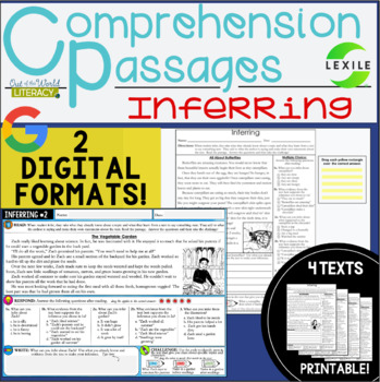 Preview of Reading Comprehension Passages - INFERRING - 2 DIGITAL & PRINTABLE VERSIONS