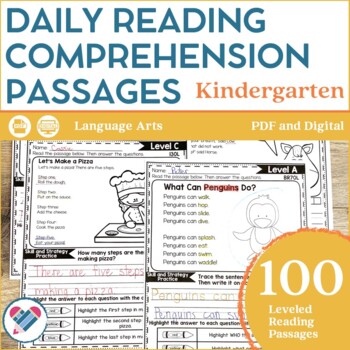 Preview of Reading Comprehension Passages KINDERGARTEN