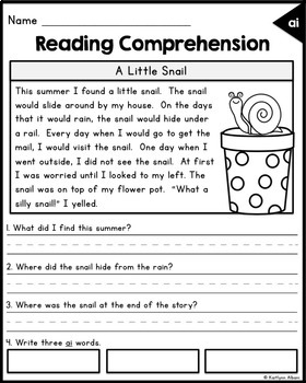 reading comprehension passages long vowels by kaitlynn albani tpt