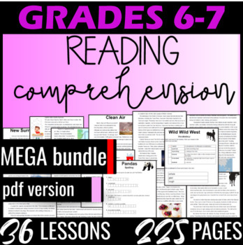 Preview of 6th 7th Grade Reading Comprehension Passages and Questions MEGA Bundle PDF