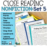 Reading Comprehension Passages Nonfiction 3rd 4th 5th Soci