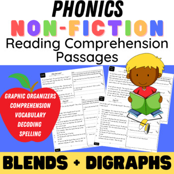 Preview of Nonfiction Reading Comprehension Passages - Blends & Digraphs Phonics Readers