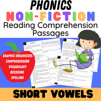 Preview of Nonfiction Reading Comprehension Passages - CVC Phonics Readers