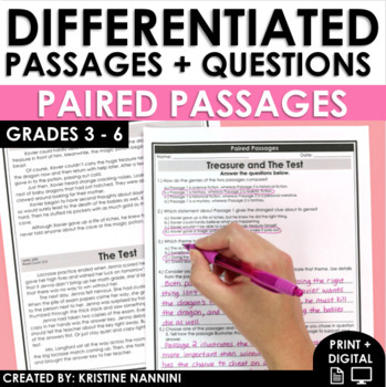 Preview of Reading Comprehension Passages Paired Passages Compare and Contrast Paired Texts