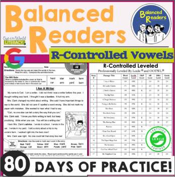 Preview of Reading Comprehension Passages & Phonics - R-CONTROLLED VOWELS - Lexile Levels