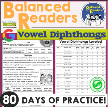 Preview of Reading Comprehension Passages & Phonics - VOWEL DIPHTHONGS - Lexile Levels