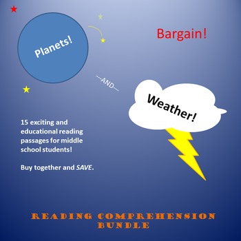 Preview of 15 Reading Comprehension Passages About Planets and Weather