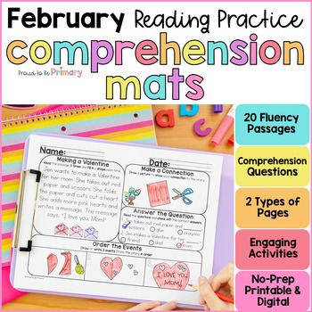 Preview of February Valentine's Day Reading Comprehension Passages, Questions, & Activities