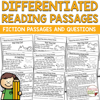 Preview of Reading Comprehension Passages & Questions Differentiated FICTION FREE