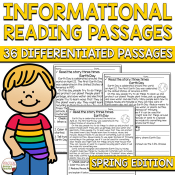 Preview of Reading Comprehension Passages & Questions Differentiated INFORMATIONAL SPRING