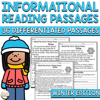 Preview of Reading Comprehension Passages & Questions Differentiated INFORMATIONAL WINTER