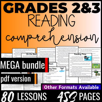 Preview of Reading Comprehension Passages and Questions MEGA Bundle 2nd and 3rd Grade PDF