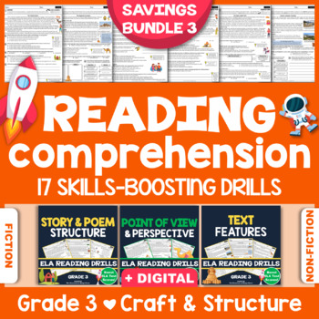 Preview of Reading Comprehension Passages & Questions: Skills-Boosting Bundle III ♥ GRADE 3