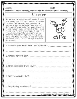 reading comprehension passages questions wh questions