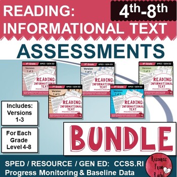Preview of Reading Comprehension Passages - Reading Informational Text 4th-8th BUNDLE