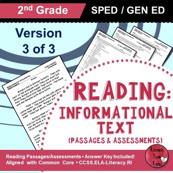 Preview of Reading Comprehension Passages - Reading Informational Text Grade 2 (Version 3)