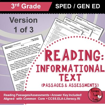 Preview of Reading Comprehension Passages - Reading Informational Text Grade 3 (Version 1)