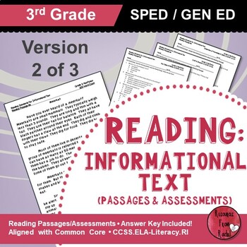 Preview of Reading Comprehension Passages - Reading Informational Text Grade 3 (Version 2)