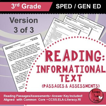 Preview of Reading Comprehension Passages - Reading Informational Text Grade 3 (Version 3)