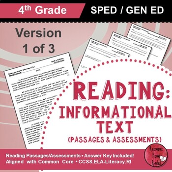 Preview of Reading Comprehension Passages - Reading Informational Text Grade 4 (Version 1)