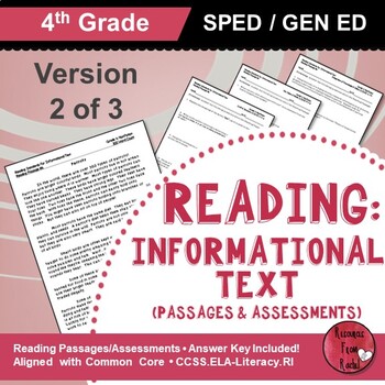 Preview of Reading Comprehension Passages - Reading Informational Text Grade 4 (Version 2)