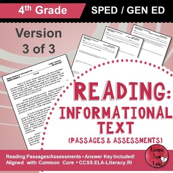Preview of Reading Comprehension Passages - Reading Informational Text Grade 4 (Version 3)