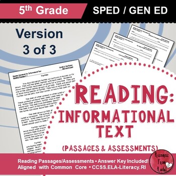 Preview of Reading Comprehension Passages - Reading Informational Text Grade 5 (Version 3)