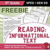 Reading Comprehension Passages - Reading Informational Text Grade 6 FREEBIE